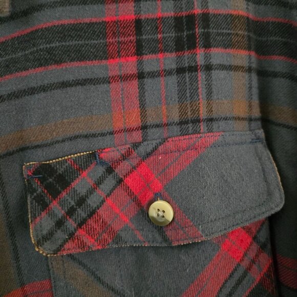 CQR Sustainable Cotton Plaid Flannel Shirt Size L Soft Dark Academia Plaid Flann - Picture 3 of 6